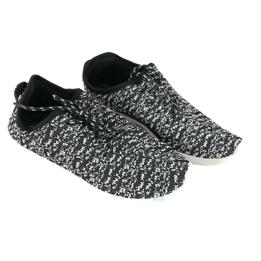 Womens Sport Sneakers Lace Up Knit Lightweight Black White Size 42 US 10